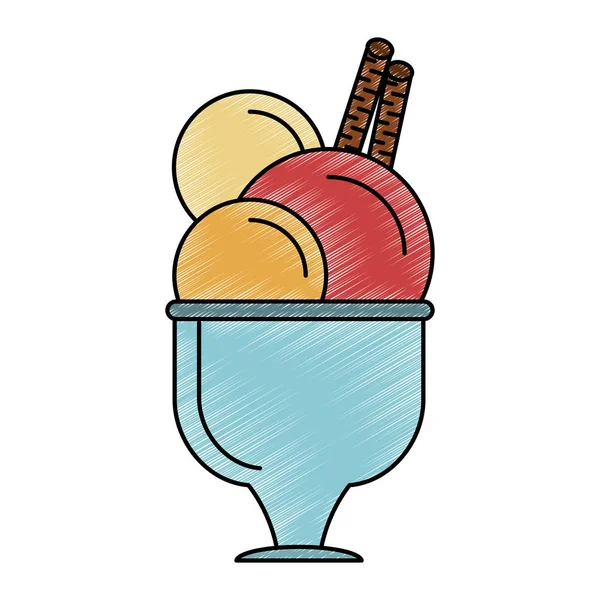 Escovas de sorvete no copo rabiscar —  Vetores de Stock