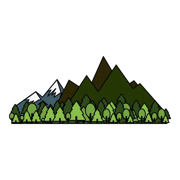 Montanhas paisagem vista ao ar livre desenho animado — Vetor de Stock