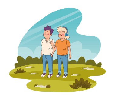 Gençler arkadaşlar gülümseyerek ve tebrik