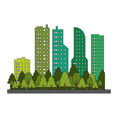 şehir binaları çizgi film görüntüsü