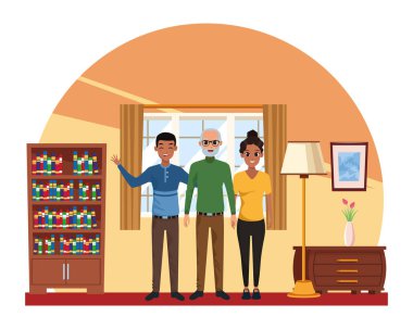 Aile büyükbabası ve büyükanne ile yetişkin bir oğlu ve kızı var.