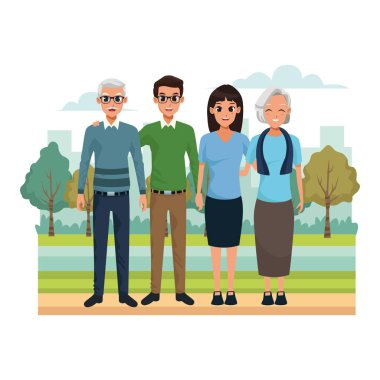 Çizgi film yaşlı çift ve mutlu çift