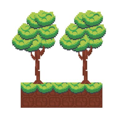 Retro video oyunu pikselli çizgi filmler izole edildi