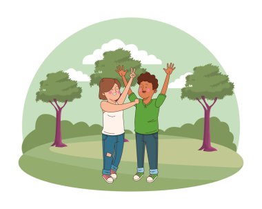 Gençler arkadaşlar gülümseyen ve eğlenmek