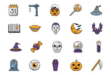 Cadılar Bayramı set simgeleri demeti