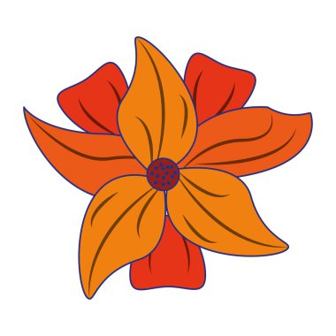 Güzel çiçek doğası çizgi filmi mavi çizgileri izole etti.