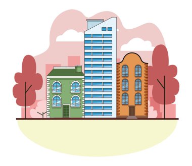 Kentsel binalar ve şehir mimarisi siyah beyaz