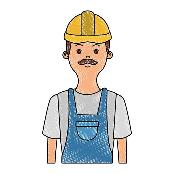 Construction worker cartoon scribble — Stock Vector