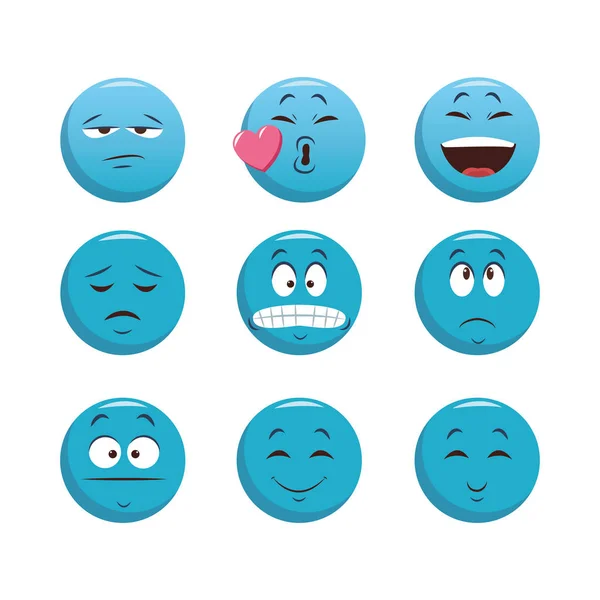 Set of emoticons with different expressions — Stock Vector