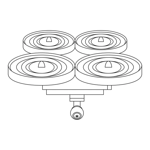 Ar drone controle remoto desenhos animados em preto e branco —  Vetores de Stock