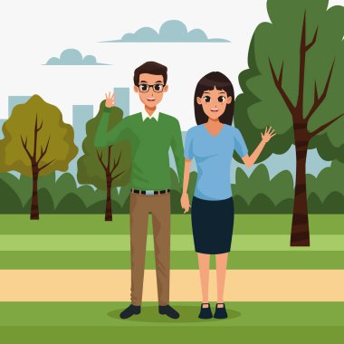 Park sahnesinde genç çift