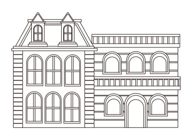 Kentsel binalar ve şehir mimarisi siyah beyaz