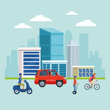 Şehir ulaşımı ve hareketlilik karikatürleri