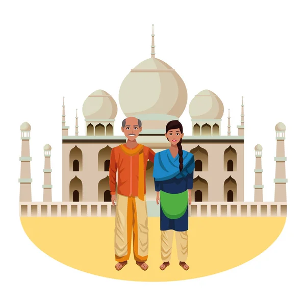 Indiai pár avatar rajzfilmfigura — Stock Vector