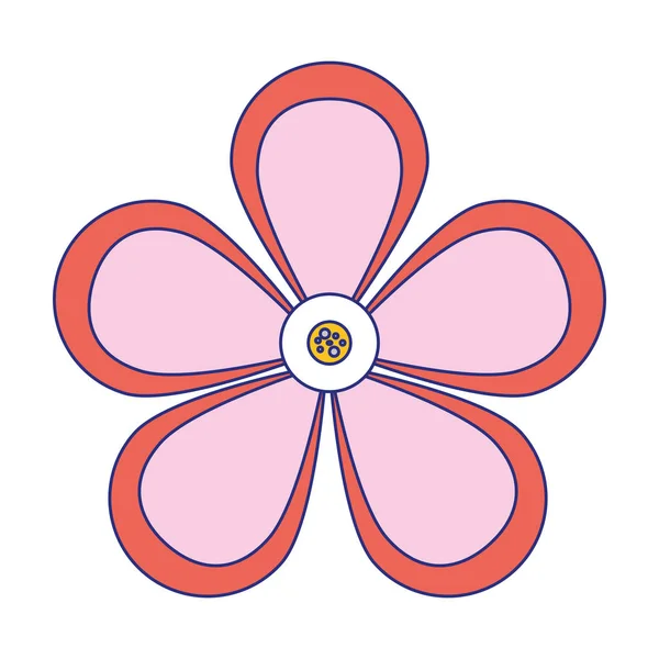 Krásné květy okvětní lístky symbol karikatura modré čáry — Stockový vektor