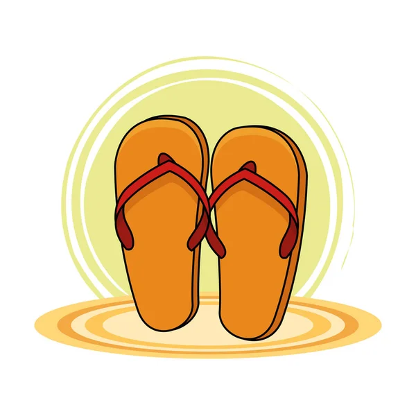 Chanclas sandalias calzado dibujos animados — Vector de stock