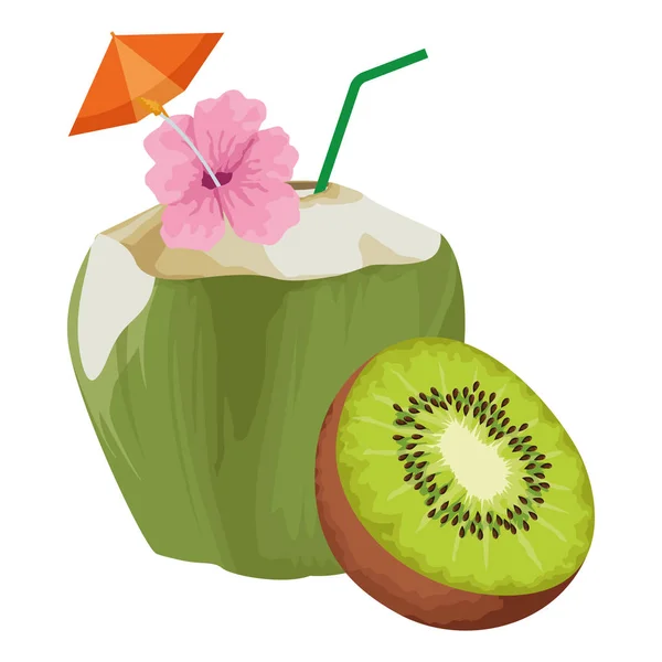 Tropikal meyve kokteyli simgesi karikatür — Stok Vektör