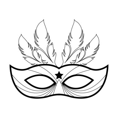 Maskeli balo maskesi simgesinin düz tasarımı