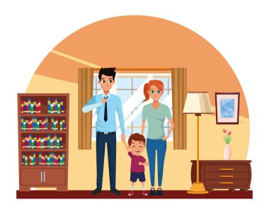 Aile bireyleri ve çocuk karikatürleri