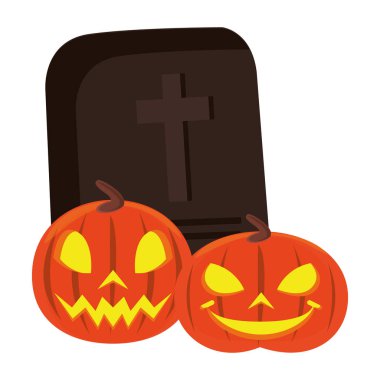 Mezarlık ve şekerli Cadılar Bayramı balkabakları