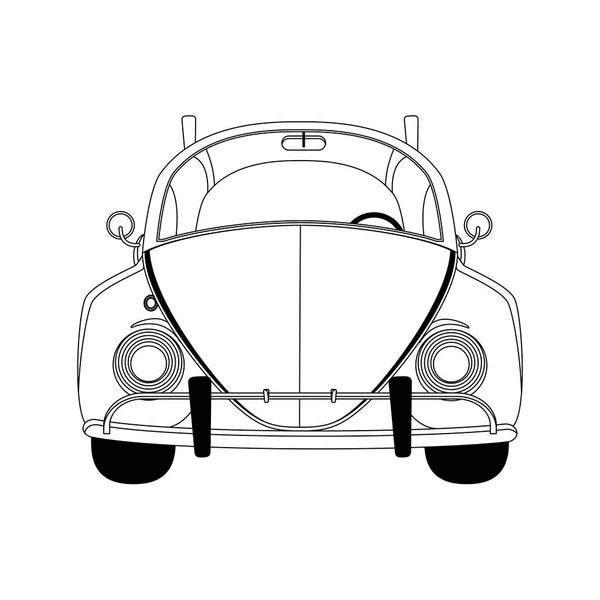 Vintage retro clásico coche de dibujos animados en blanco y negro — Archivo Imágenes Vectoriales