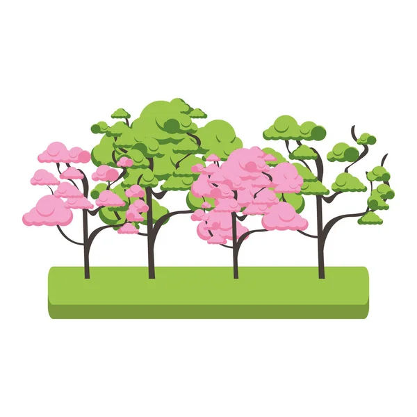 Diseño de árboles de flor de cerezo — Vector de stock