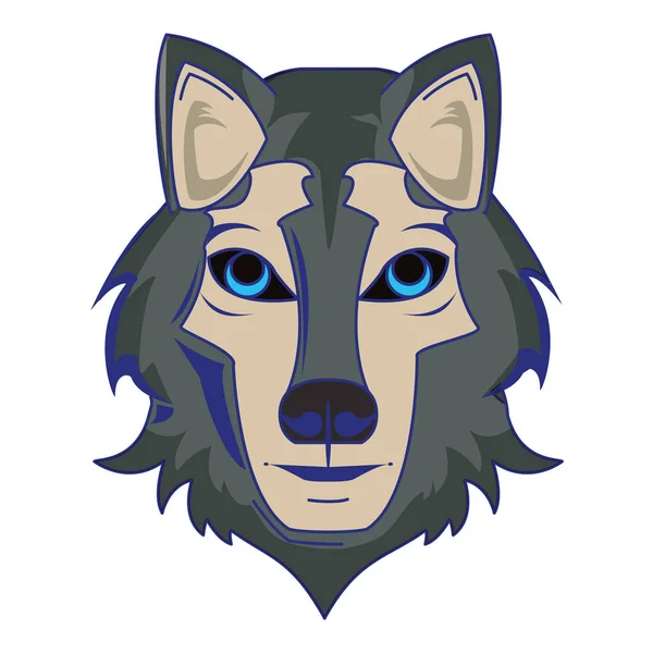 Wolf vilda djur huvud tecknad isolerad blå linjer — Stock vektor