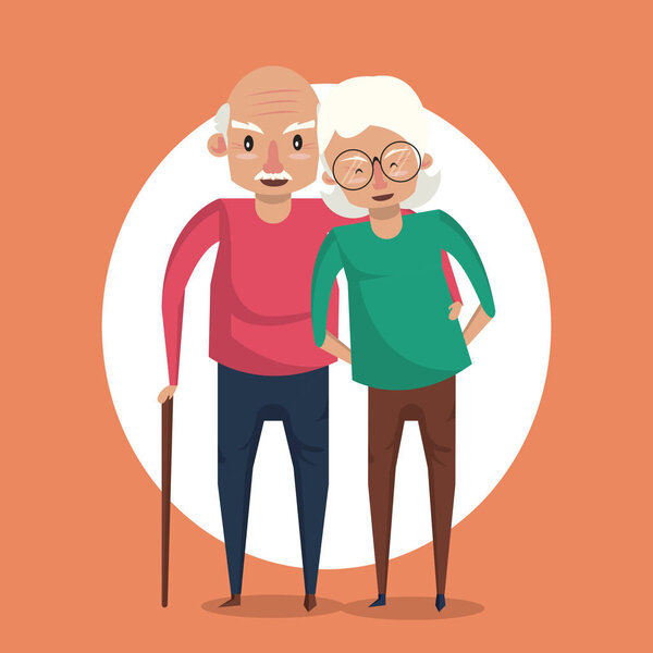 Красивая пожилая пара улыбающаяся карикатура
