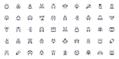 Bir yığın robot cyborg simgeleri