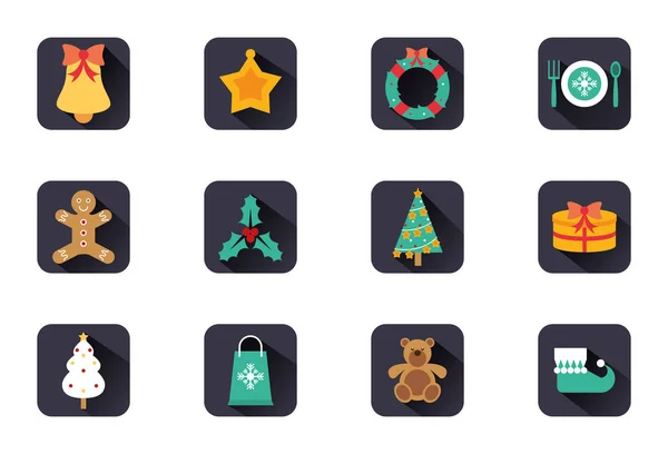 Paquete de feliz feliz feliz Navidad iconos — Vector de stock