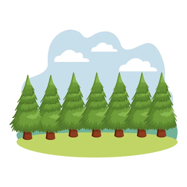Albero pino natura cartone animato — Vettoriale Stock