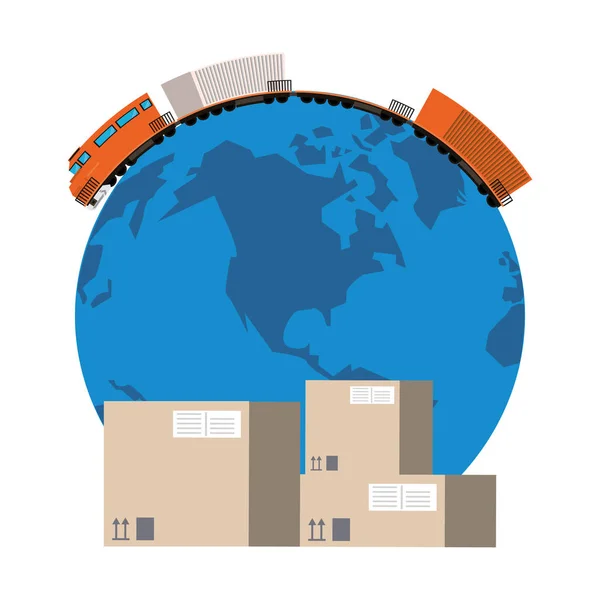 Envío logística entrega de caricatura de carga — Vector de stock