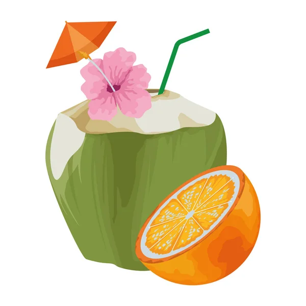 Tropická ovocná Koktejlová ikona — Stockový vektor