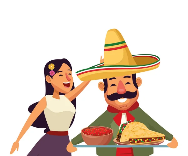 Ícone da cultura tradicional mexicana desenhos animados — Vetor de Stock