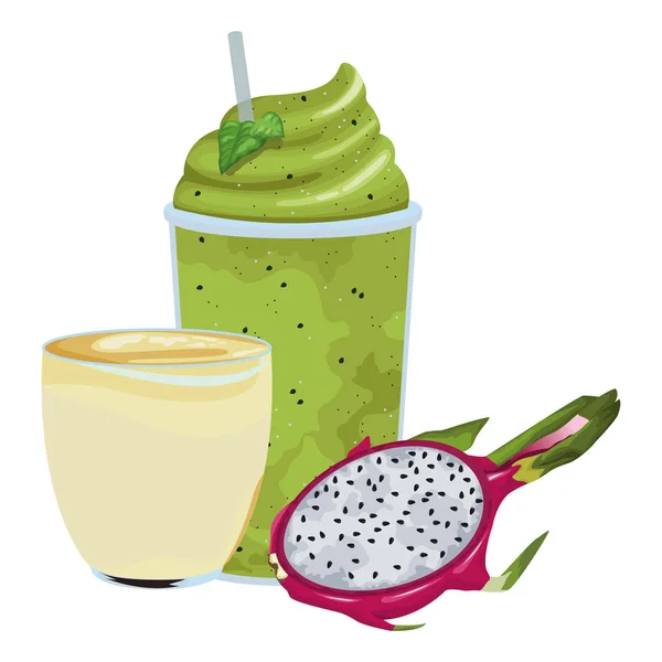 Tropisk frukt-och smoothie-dryck — Stock vektor