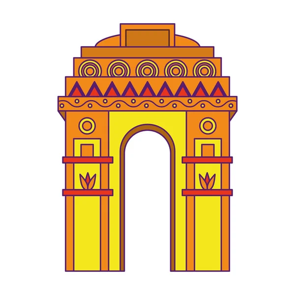 Bâtiment indien monuments icône dessin animé — Image vectorielle