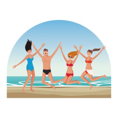 Genç arkadaşlar ve yaz karikatürleri