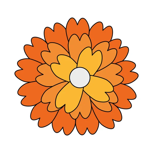 Flor com pétala símbolo redondo isolado — Vetor de Stock