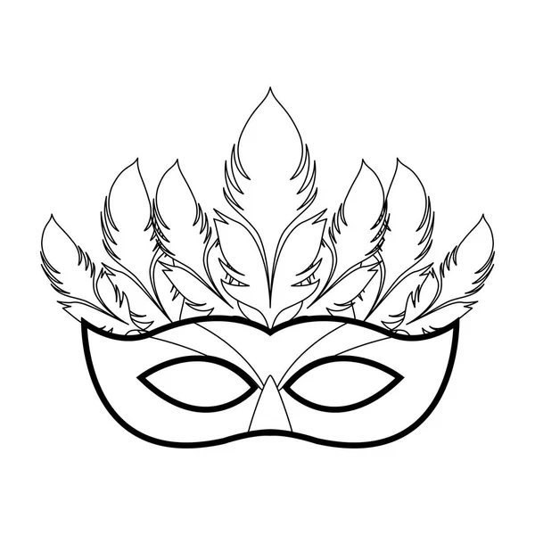 Masquerade mask ikon, svart och vit design — Stock vektor