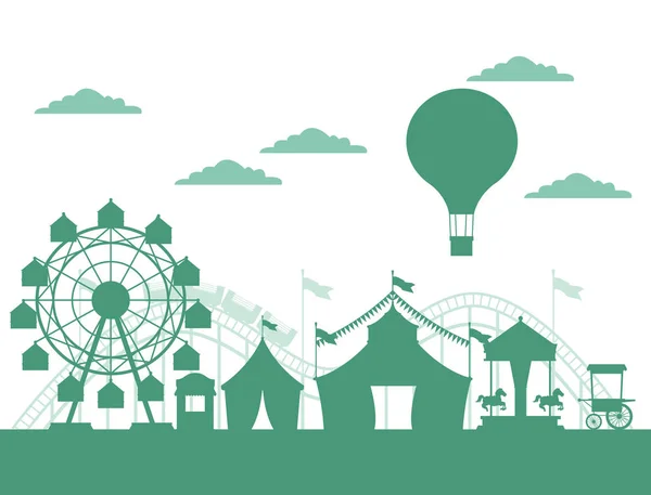 Cirkusz fesztivál vásár sziluett táj — Stock Vector