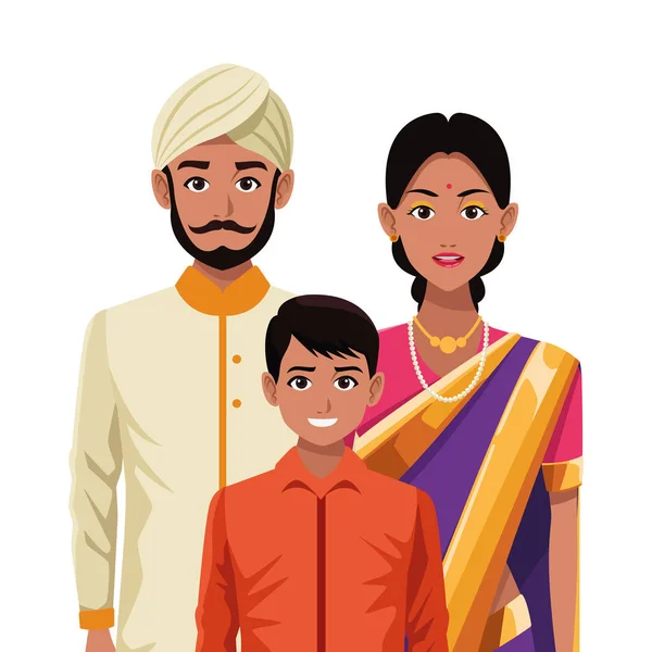 Vector colorful illustration of arab family in national clothes Stock