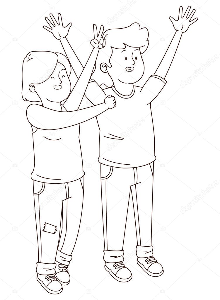 Teenager Friends Boy And Girl Smilng And Greeting Isolated Vector Illustration Graphic Design Premium Vector In Adobe Illustrator Ai Ai Format Encapsulated Postscript Eps Eps Format