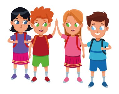 çocukluk sevimli okul öğrencileri karikatür