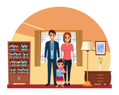 Aile bireyleri ve çocuk karikatürleri