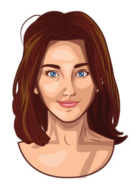 Pop art güzel kadın yüz gülümseyerek