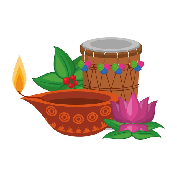 Traditional indian culture elements icon — 스톡 벡터