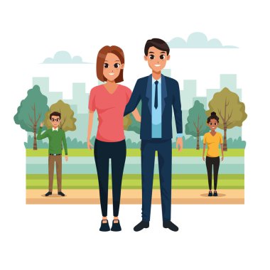 Park sahnesinde genç çift