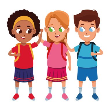 çocukluk sevimli okul öğrencileri karikatür