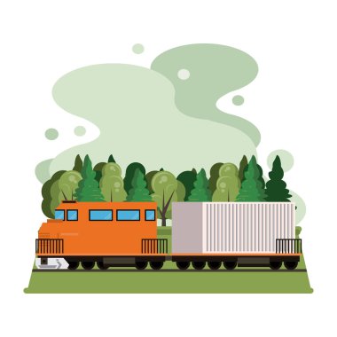 Ulaşım malları lojistik yük treni çizgi filmi