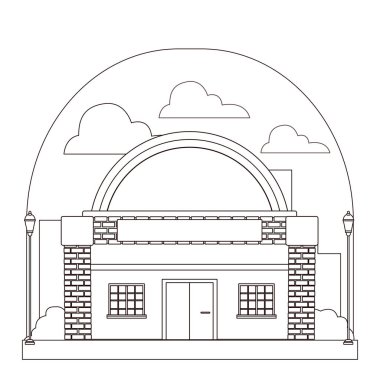 Kentsel bina ve şehir mimarisi siyah beyaz
